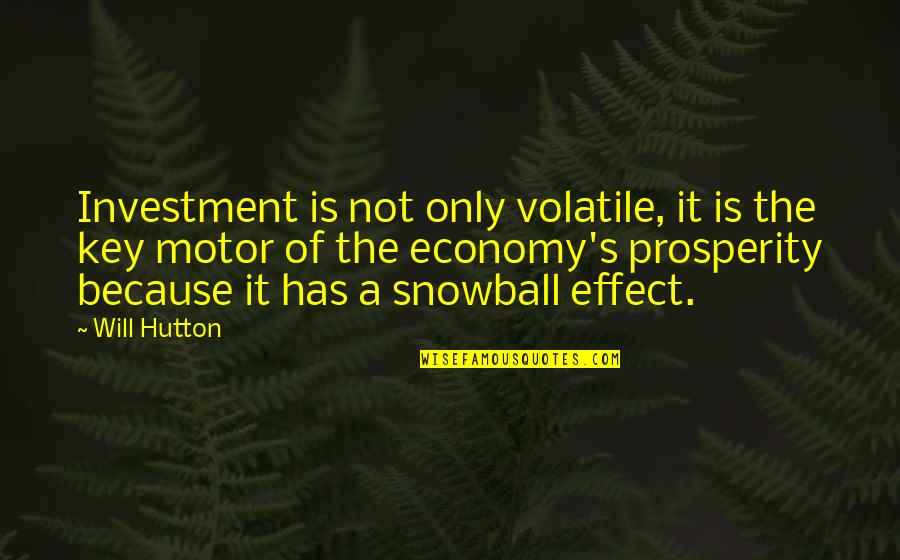 Snowball Effect Quotes By Will Hutton: Investment is not only volatile, it is the