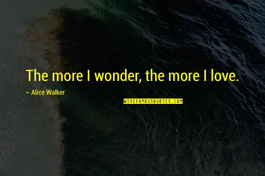 Snowballed Disappearing Quotes By Alice Walker: The more I wonder, the more I love.