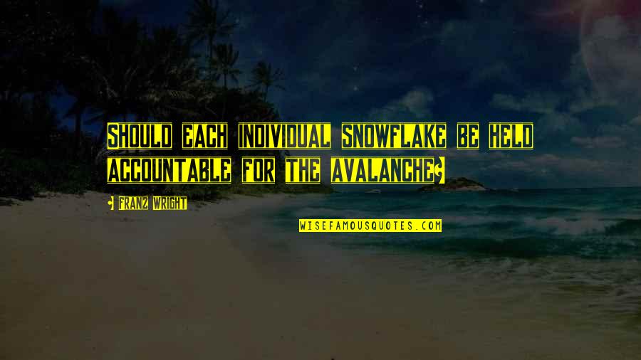 Snowflake Quotes By Franz Wright: Should each individual snowflake be held accountable for