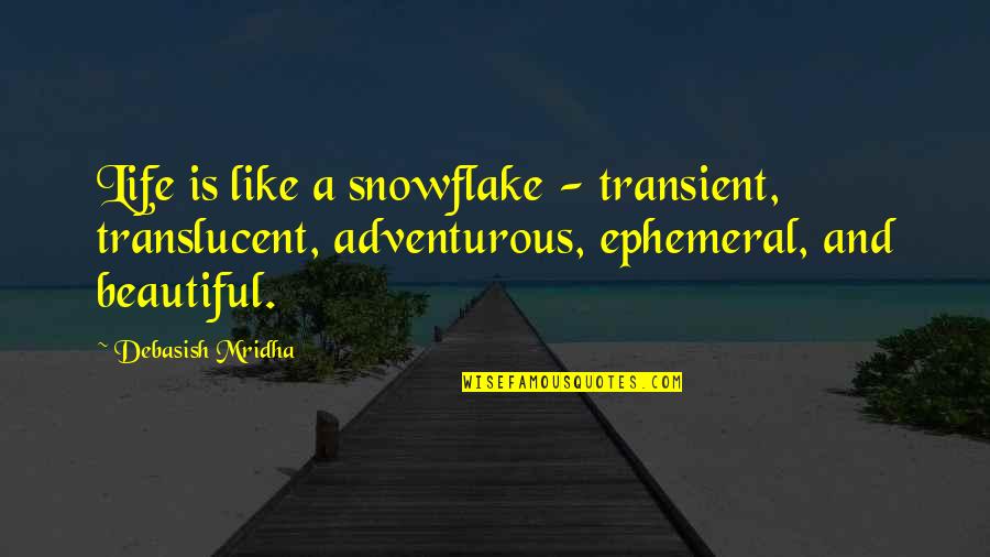 Snowflakes Quotes By Debasish Mridha: Life is like a snowflake - transient, translucent, Snowflakes Quotes By Debasish Mridha: Life is like a snowflake - transient, translucent,
