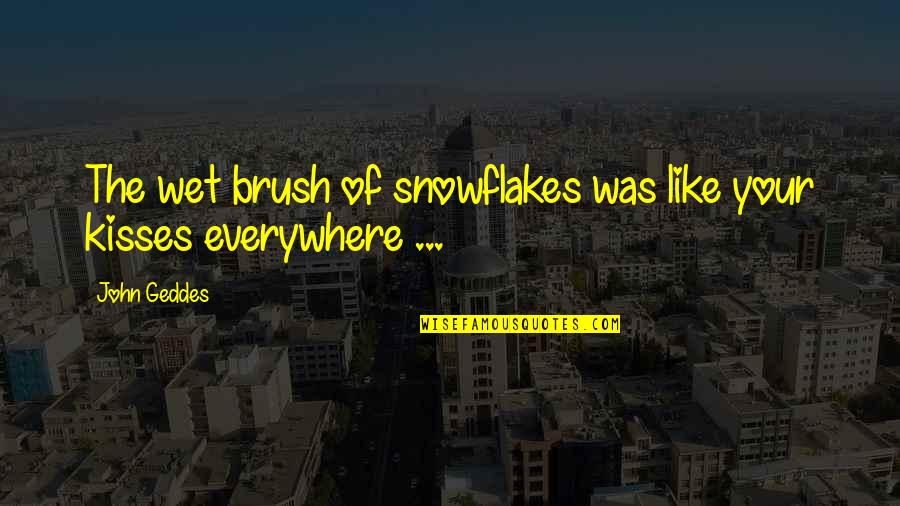 Snowflakes Quotes By John Geddes: The wet brush of snowflakes was like your