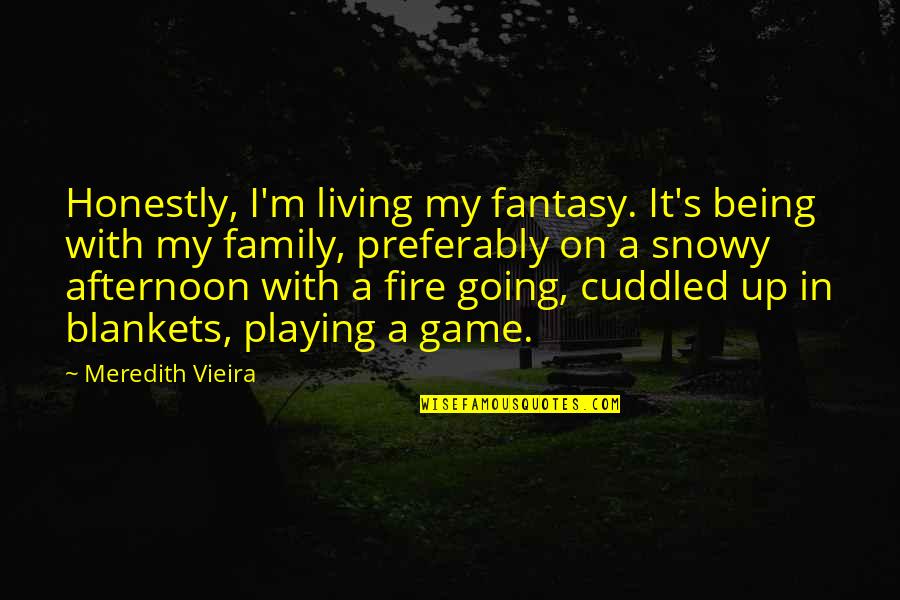 Snowy Quotes By Meredith Vieira: Honestly, I'm living my fantasy. It's being with