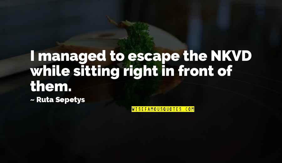 Snuddel Quotes By Ruta Sepetys: I managed to escape the NKVD while sitting