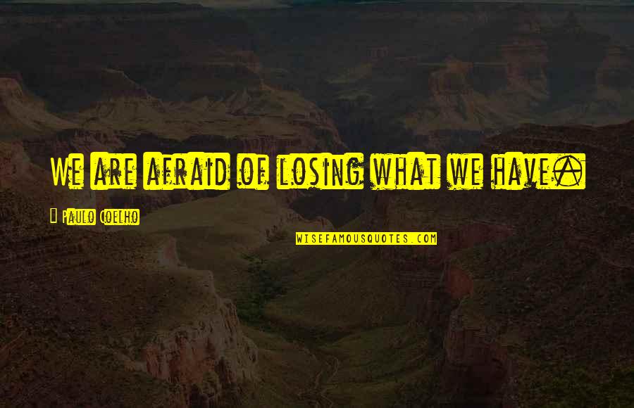 So Called Experts Quotes By Paulo Coelho: We are afraid of losing what we have.