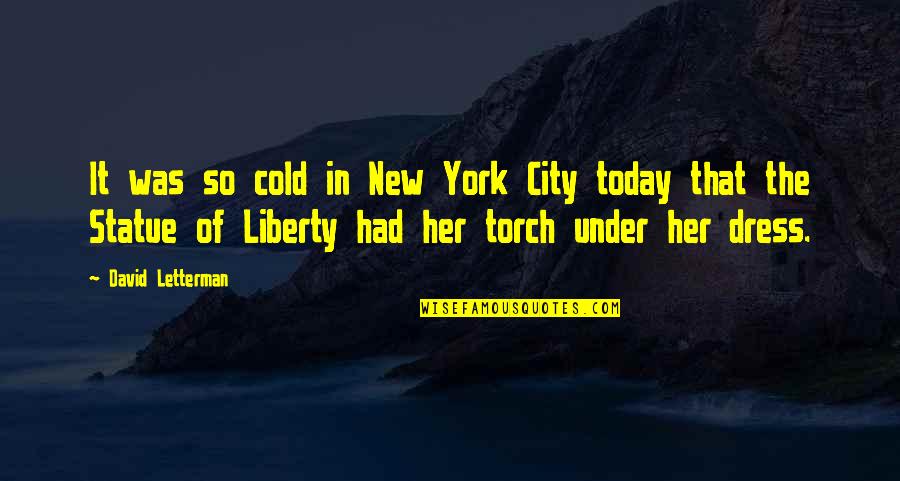 So Cold That Quotes By David Letterman: It was so cold in New York City