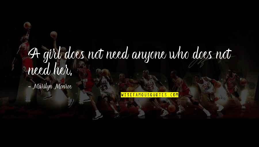 So Cute Relationship Quotes By Marilyn Monroe: A girl does not need anyone who does So Cute Relationship Quotes By Marilyn Monroe: A girl does not need anyone who does