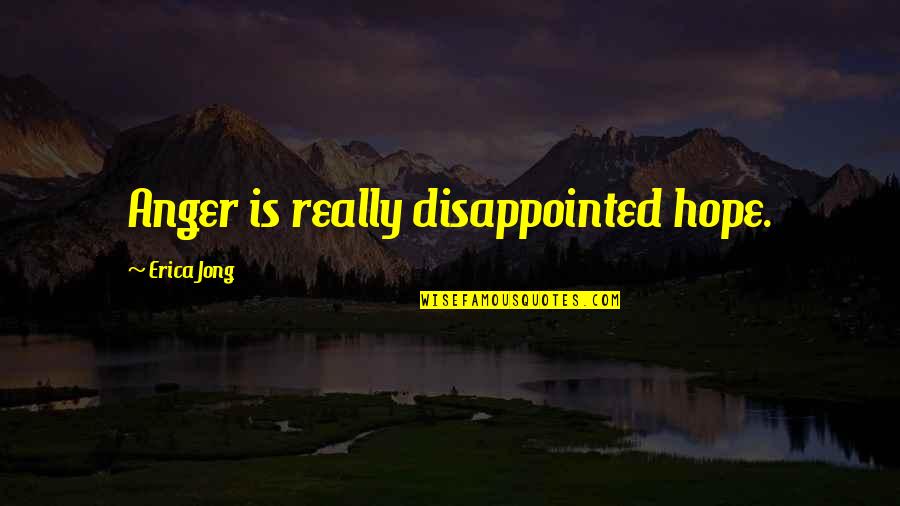 So Disappointed In You Quotes By Erica Jong: Anger is really disappointed hope.