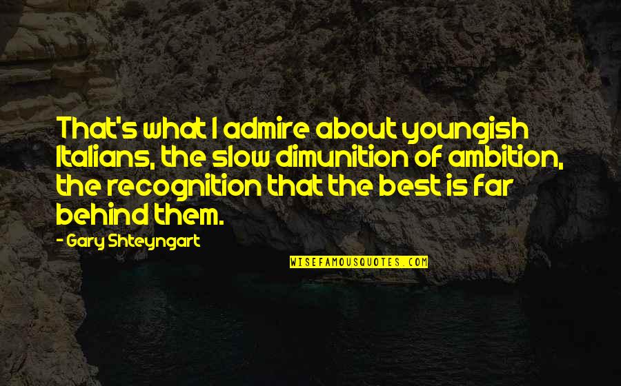 So Far Behind Quotes By Gary Shteyngart: That's what I admire about youngish Italians, the