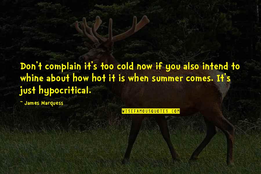 So Hot Summer Quotes By James Marquess: Don't complain it's too cold now if you So Hot Summer Quotes By James Marquess: Don't complain it's too cold now if you