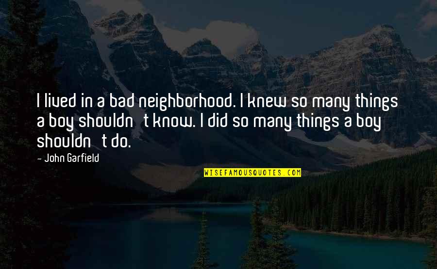 So Many Things Quotes By John Garfield: I lived in a bad neighborhood. I knew