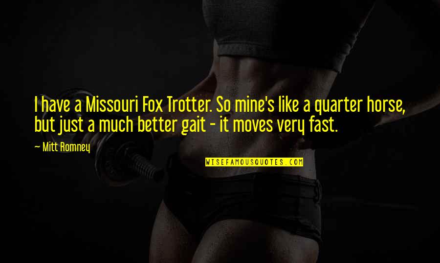 So Much Better Quotes By Mitt Romney: I have a Missouri Fox Trotter. So mine's