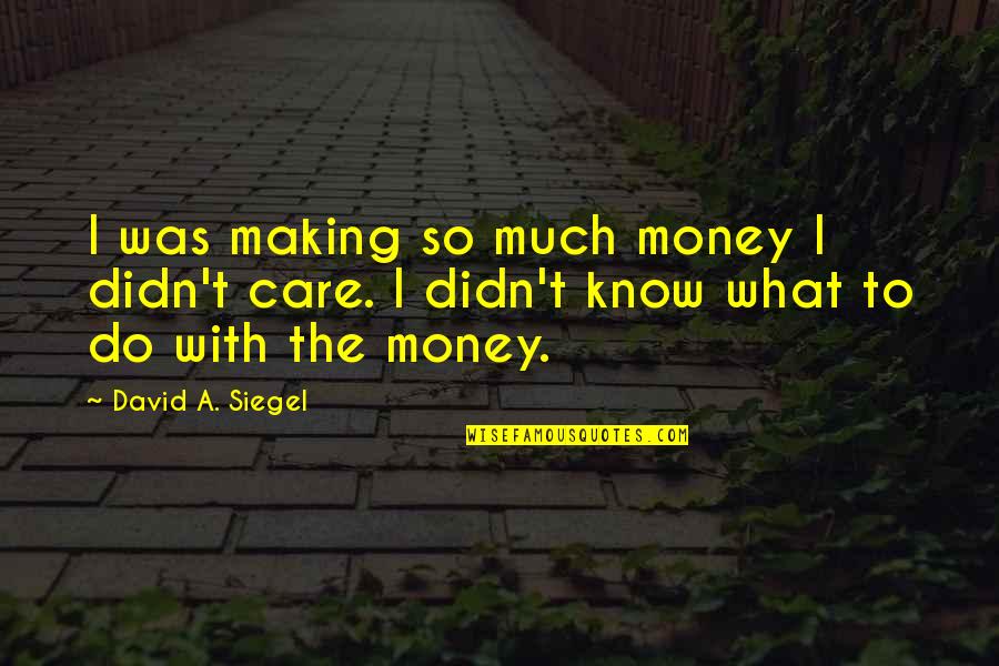 So Much Money Quotes By David A. Siegel: I was making so much money I didn't