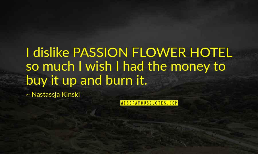 So Much Money Quotes By Nastassja Kinski: I dislike PASSION FLOWER HOTEL so much I