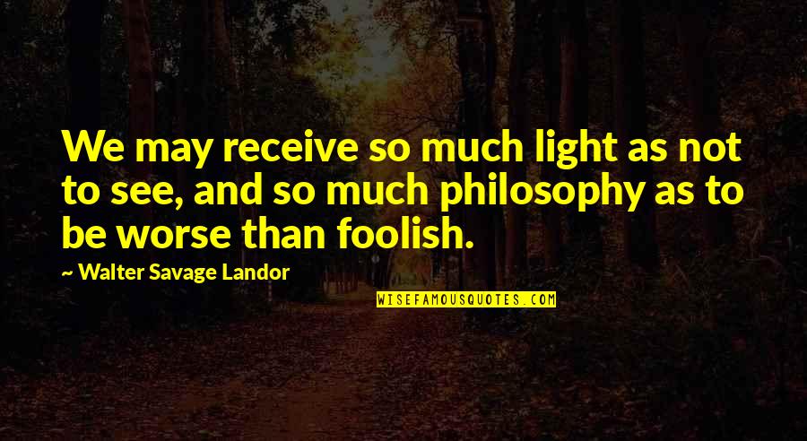 So Much To See Quotes By Walter Savage Landor: We may receive so much light as not