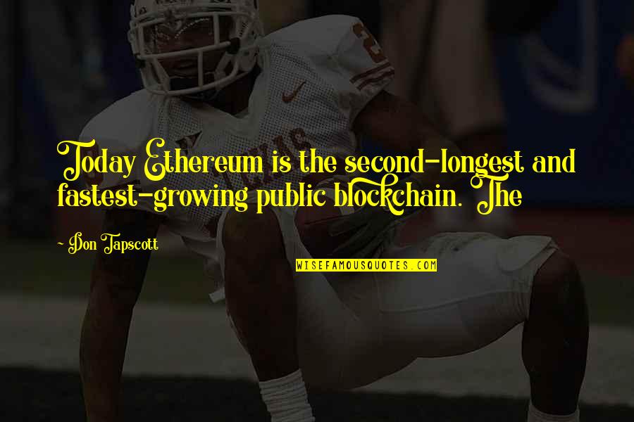 So Over Today Quotes By Don Tapscott: Today Ethereum is the second-longest and fastest-growing public