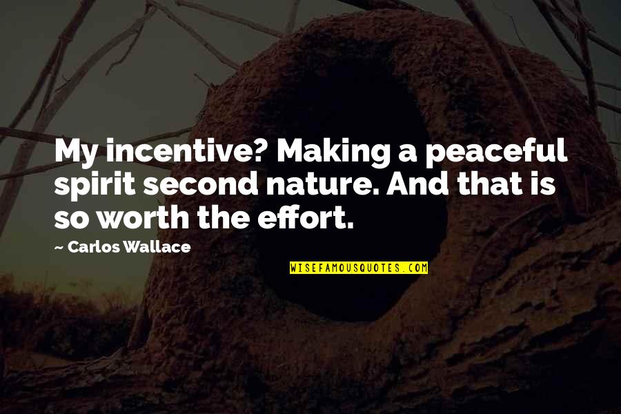 So Peaceful Quotes By Carlos Wallace: My incentive? Making a peaceful spirit second nature. So Peaceful Quotes By Carlos Wallace: My incentive? Making a peaceful spirit second nature.