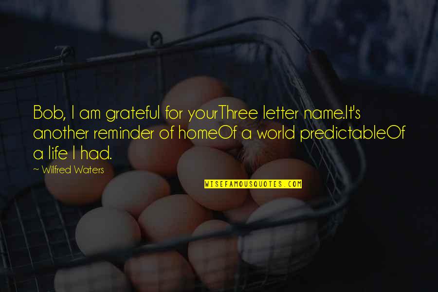 So Predictable Quotes By Wilfred Waters: Bob, I am grateful for yourThree letter name.It's