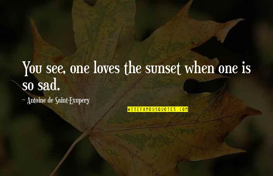 So Sad Quotes By Antoine De Saint-Exupery: You see, one loves the sunset when one So Sad Quotes By Antoine De Saint-Exupery: You see, one loves the sunset when one