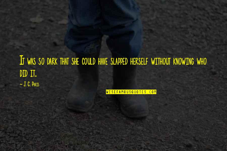 So She Did Quotes By J. C. Paris: It was so dark that she could have
