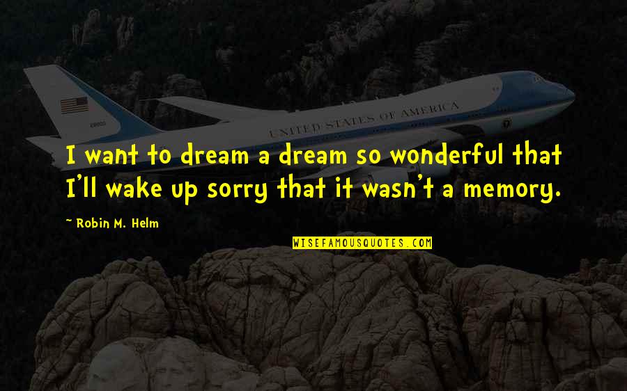 So Sorry Quotes By Robin M. Helm: I want to dream a dream so wonderful