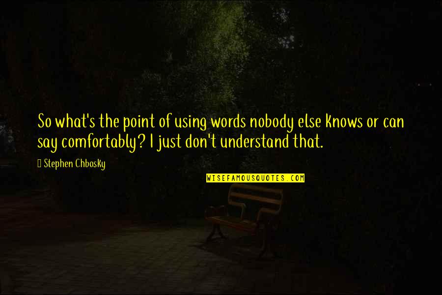 So What The Point Quotes By Stephen Chbosky: So what's the point of using words nobody