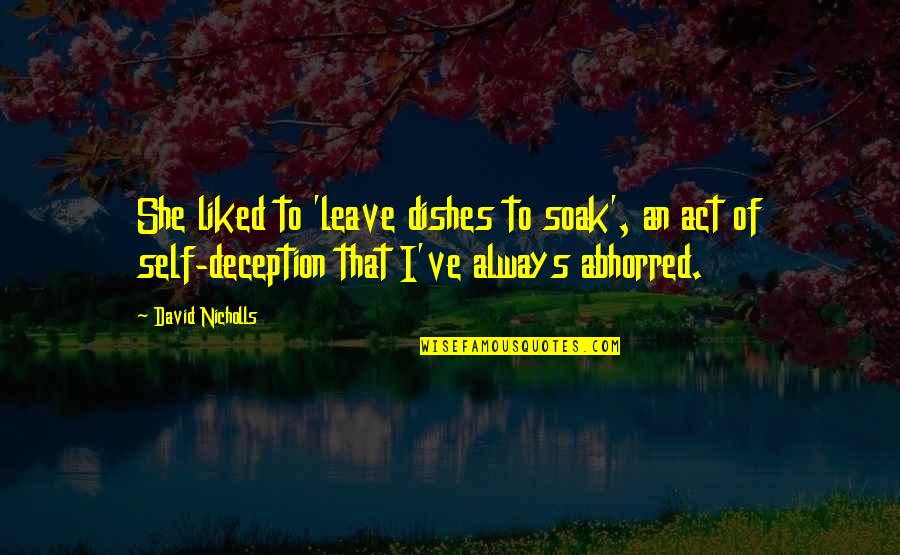 Soak Quotes By David Nicholls: She liked to 'leave dishes to soak', an Soak Quotes By David Nicholls: She liked to 'leave dishes to soak', an