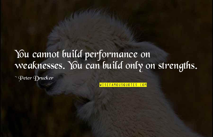 Soapstone Quotes By Peter Drucker: You cannot build performance on weaknesses. You can