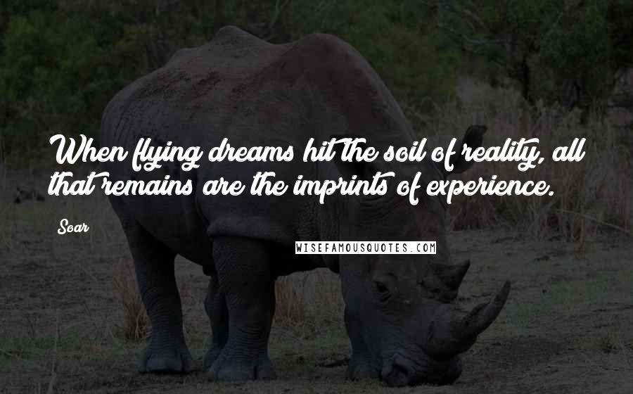 Soar quotes: When flying dreams hit the soil of reality, all that remains are the imprints of experience.