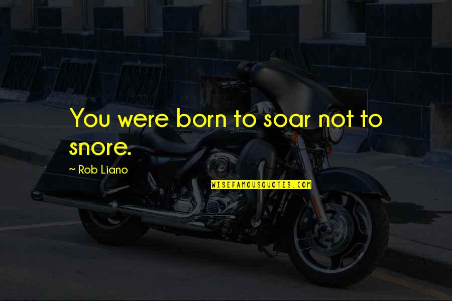 Soar'd Quotes By Rob Liano: You were born to soar not to snore.