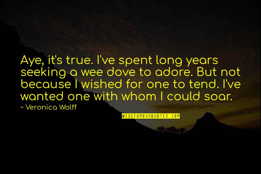 Soar'd Quotes By Veronica Wolff: Aye, it's true. I've spent long years seeking