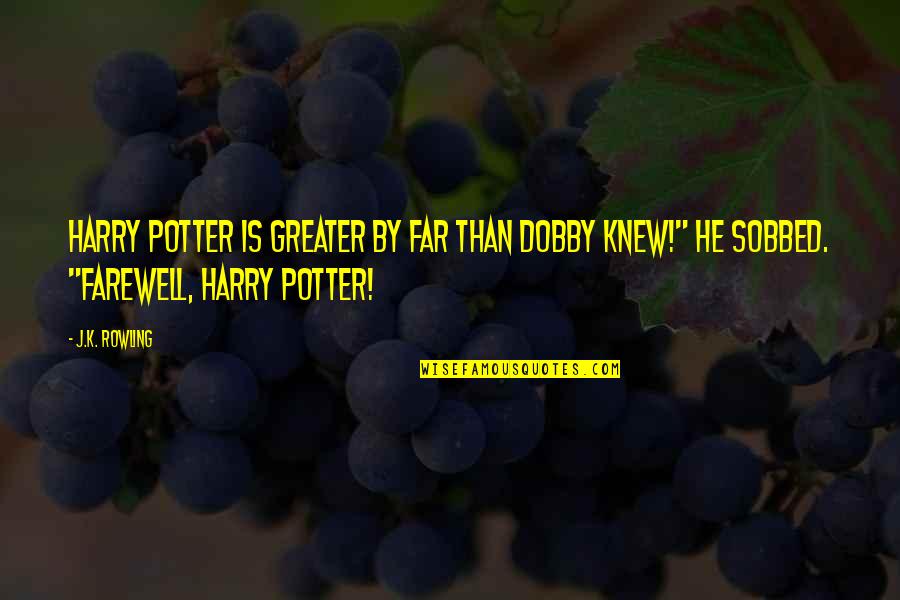 Sobbed Quotes By J.K. Rowling: Harry Potter is greater by far than Dobby