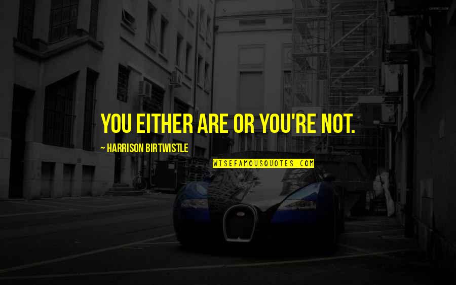 Soberscove Quotes By Harrison Birtwistle: You either are or you're not. Soberscove Quotes By Harrison Birtwistle: You either are or you're not.