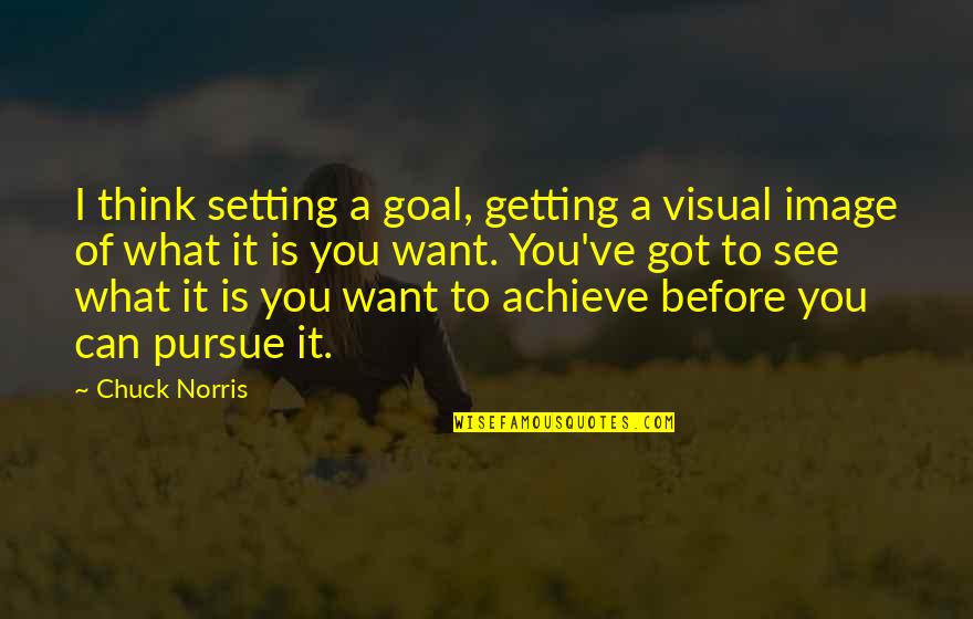 Sobolewski Dorothy Quotes By Chuck Norris: I think setting a goal, getting a visual Sobolewski Dorothy Quotes By Chuck Norris: I think setting a goal, getting a visual