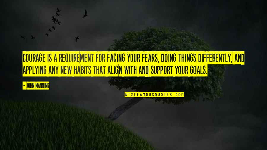 Sobresalir Quotes By John Manning: Courage is a requirement for facing your fears, Sobresalir Quotes By John Manning: Courage is a requirement for facing your fears,