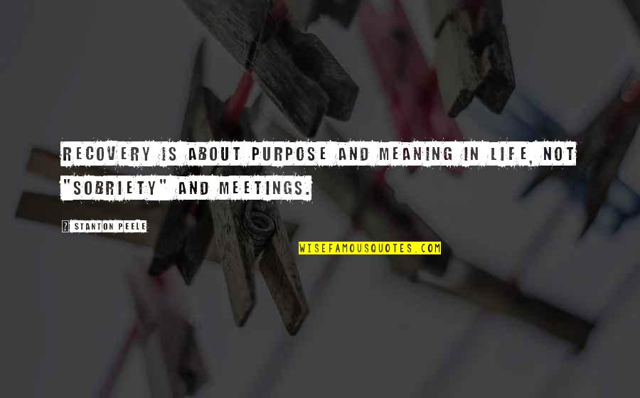 Sobriety Recovery Quotes By Stanton Peele: Recovery is about purpose and meaning in life,