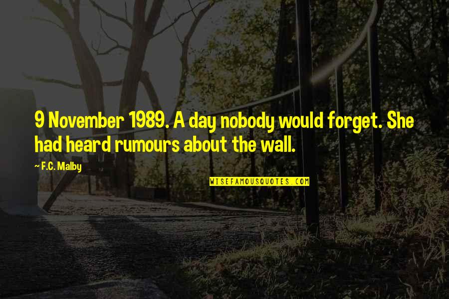 Soccer Keeper Quotes By F.C. Malby: 9 November 1989. A day nobody would forget.