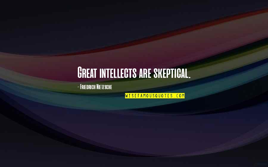 Social Class Pride And Prejudice Quotes By Friedrich Nietzsche: Great intellects are skeptical.