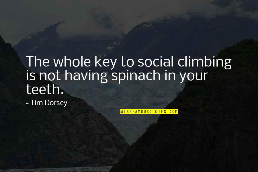 Social Climbing Quotes By Tim Dorsey: The whole key to social climbing is not