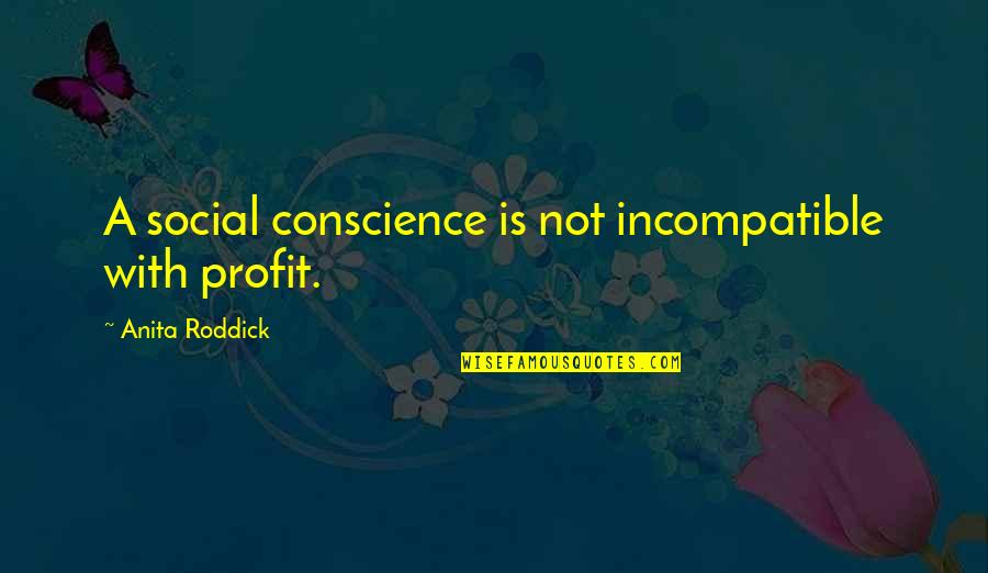 Social Conscience Quotes By Anita Roddick: A social conscience is not incompatible with profit.