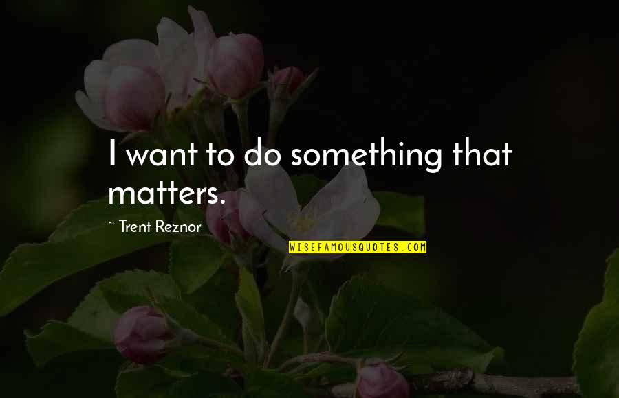 Social Conservatism Quotes By Trent Reznor: I want to do something that matters.