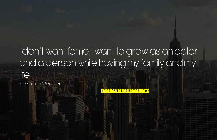 Social Divisions Quotes By Leighton Meester: I don't want fame. I want to grow