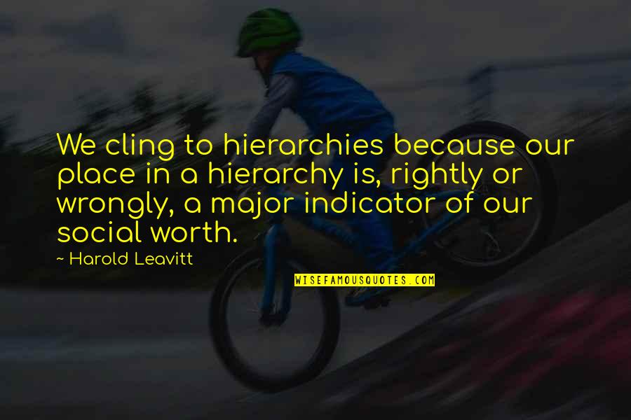 Social Hierarchy Quotes By Harold Leavitt: We cling to hierarchies because our place in