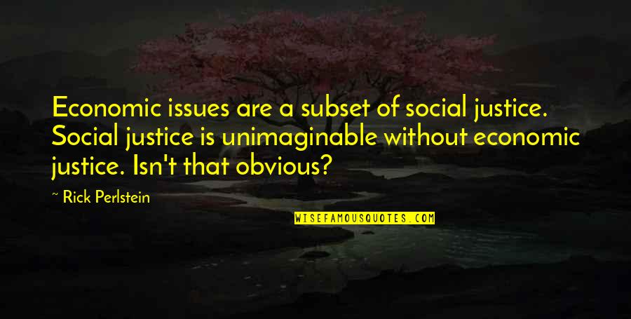 Social Issues Quotes By Rick Perlstein: Economic issues are a subset of social justice.