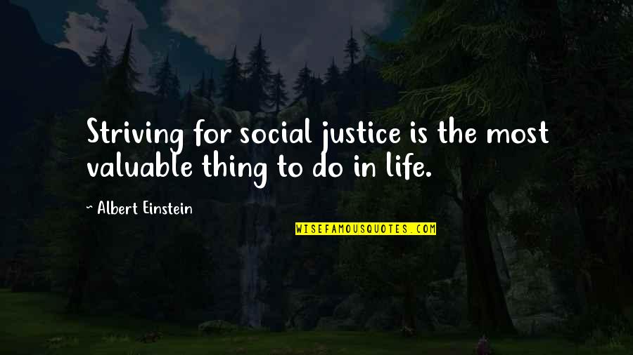 Social Life Quotes By Albert Einstein: Striving for social justice is the most valuable