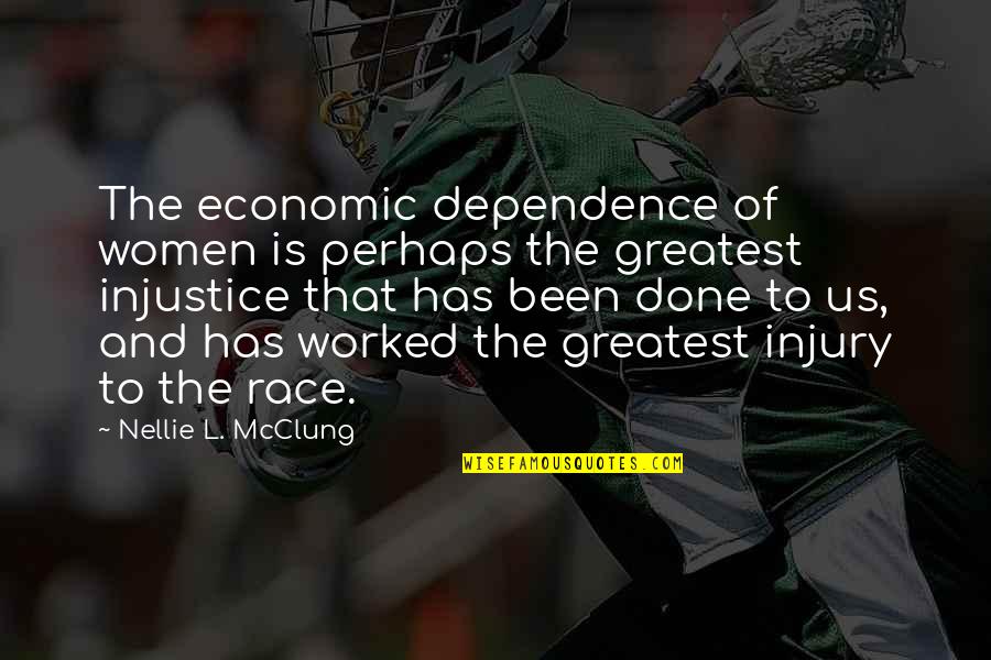 Social Media Status Quotes By Nellie L. McClung: The economic dependence of women is perhaps the