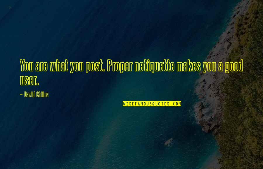 Social Network Best Quotes By David Chiles: You are what you post. Proper netiquette makes