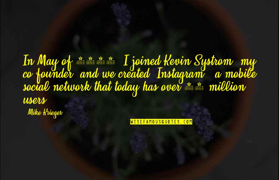 Social Network Quotes By Mike Krieger: In May of 2010, I joined Kevin Systrom,