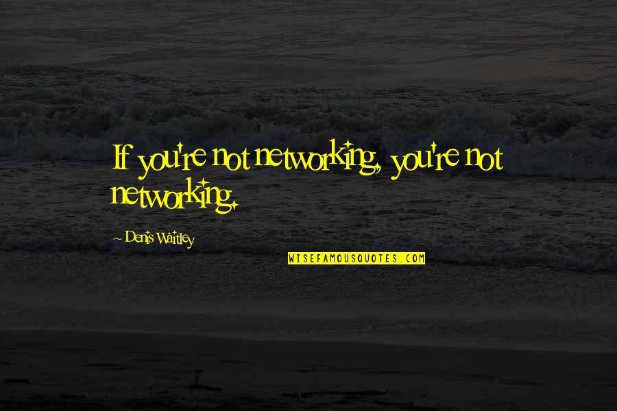 Social Networking Quotes By Denis Waitley: If you're not networking, you're not networking.