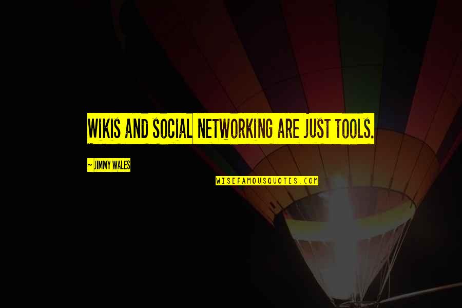 Social Networking Quotes By Jimmy Wales: Wikis and social networking are just tools.