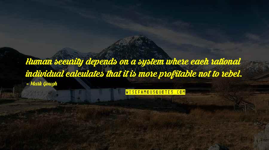 Social Rebellion Quotes By Mark Gough: Human security depends on a system where each Social Rebellion Quotes By Mark Gough: Human security depends on a system where each
